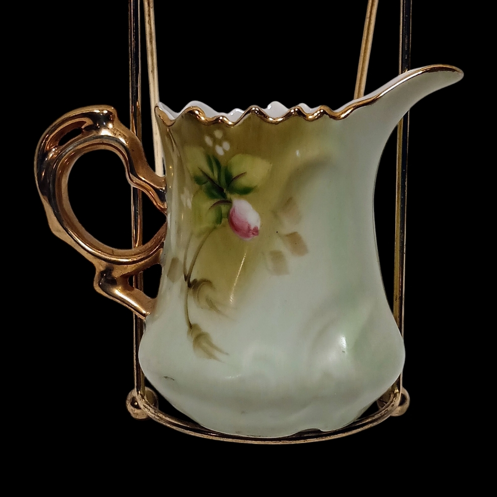 Lefton China Creamer 3 1/2 Inch Heritage Green Rose 3066 VTG - Picture 16 of 16